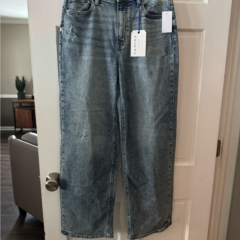 Eunina Ryder Jeans Blue Stone Wash Wide Leg Super High Rise Baggy 9/29